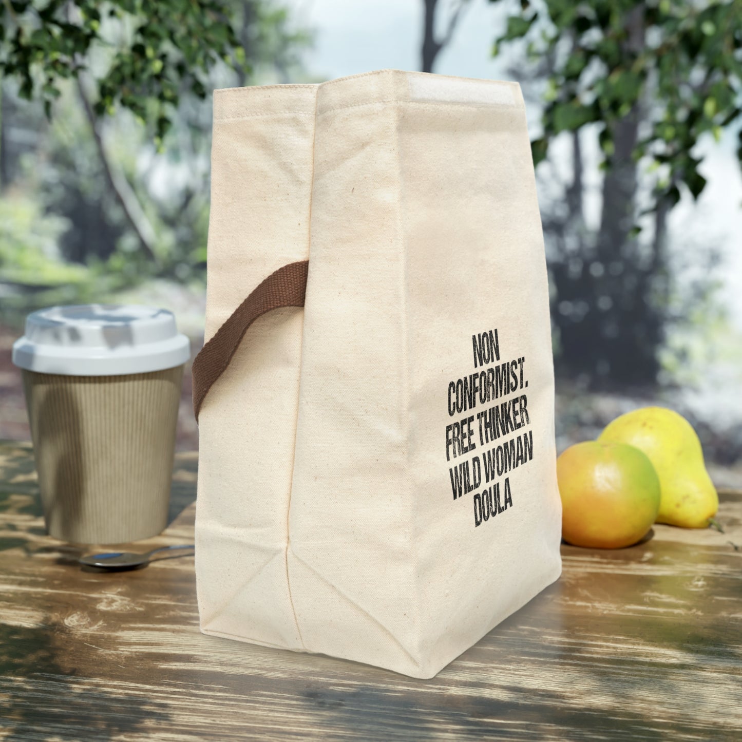 Doula on the Run Canvas Lunch Bag With Strap