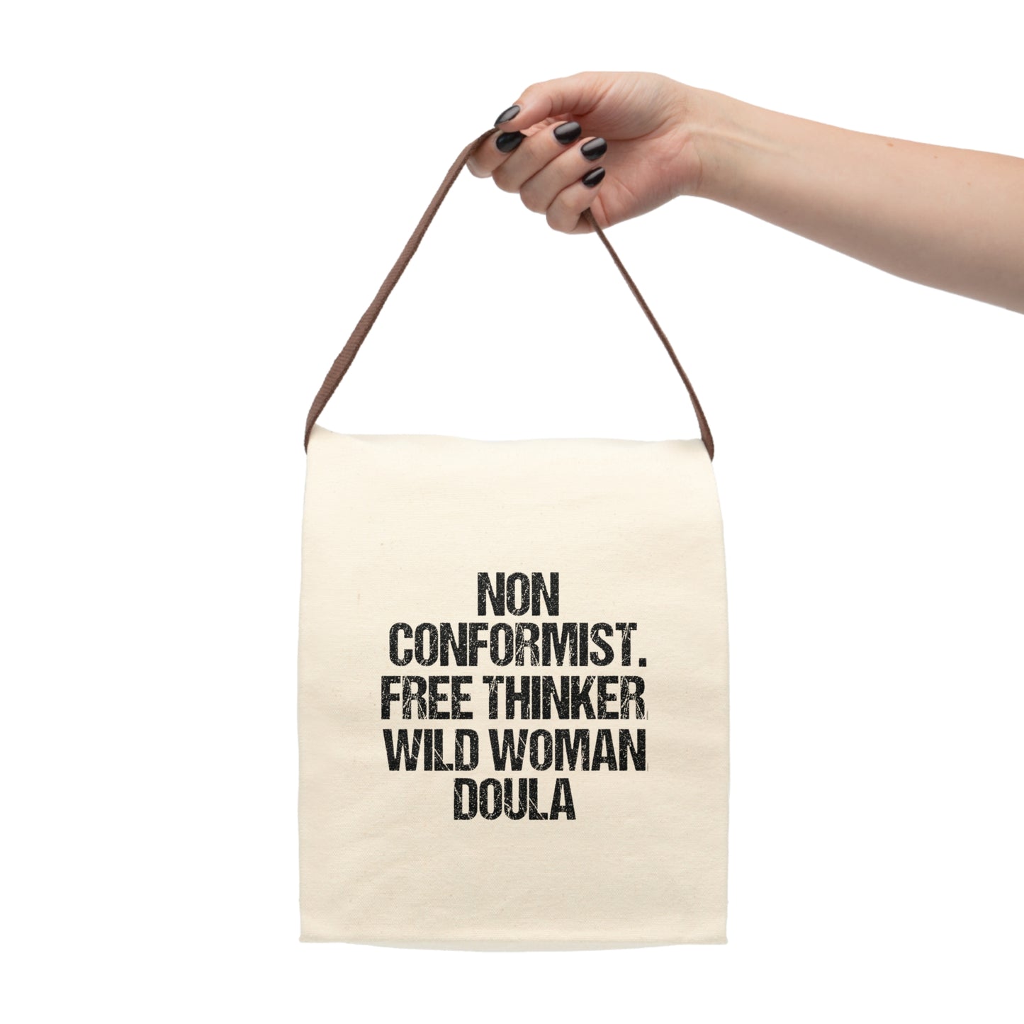 Doula on the Run Canvas Lunch Bag With Strap